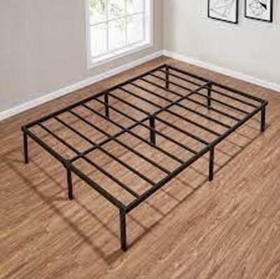 DESCRIPTION: 14" HEAVY DUTY SLAT BED FRAME, BLACK STEEL, FULL BRAND/MODEL: MAINSTAYS RETAIL$: $89.00 LOCATION: WAREHOUSE QTY: 1