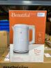 DESCRIPTION: 1.7L PROGRAMMABLE TEMPERATURE KETTLE WITH TOUCH-ACTIVATED DISPLAY BRAND/MODEL: BEAUTIFUL RETAIL$: $46.69 LOCATION: WAREHOUSE QTY: 1 - 2