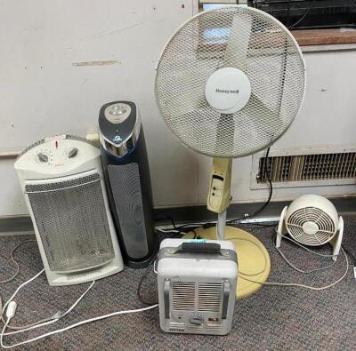 ASSORTED HEATERS AND FANS AS SHOWN