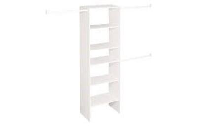 DESCRIPTION: BRIGHTWOOD 5-FT TO 10-FT W X 6.85-FT H WHITE WOOD CLOSET KIT BRAND/MODEL: CLOSETMAID RETAIL$: $139.89 LOCATION: WAREHOUSE QTY: 1