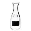 DESCRIPTION: (2) 1 LITER GLASS CARAFE WITH CHALKBOARD DECORATION & LID BRAND/MODEL: ANCHOR HOCKING RETAIL$: $4.99 EACH LOCATION: WAREHOUSE QTY: 2