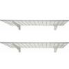 DESCRIPTION: 2-SHELF 45 IN. W WIRE GARAGE WALL STORAGE SYSTEM IN WHITE BRAND/MODEL: HYLOFT RETAIL$: $59.74 SIZE: 45" LOCATION: WAREHOUSE QTY: 1