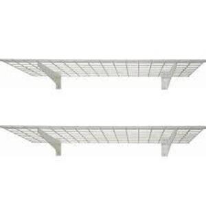 DESCRIPTION: 2-SHELF 45 IN. W WIRE GARAGE WALL STORAGE SYSTEM IN WHITE BRAND/MODEL: HYLOFT RETAIL$: $59.74 SIZE: 45" LOCATION: WAREHOUSE QTY: 1