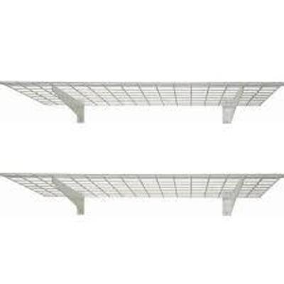 DESCRIPTION: 2-SHELF 45 IN. W WIRE GARAGE WALL STORAGE SYSTEM IN WHITE BRAND/MODEL: HYLOFT RETAIL$: $59.74 SIZE: 45" LOCATION: WAREHOUSE QTY: 1