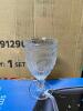 DESCRIPTION: VINTAGE INSPIRED PRESSED GLASS GOBLET, CLEAR (4 CT) BRAND/MODEL: THE PIONEER WOMAN RETAIL$: $17.49 LOCATION: WAREHOUSE QTY: 1 - 3