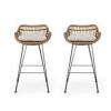 DESCRIPTION: �WICKER BARSTOOLS WITH CUSHIONS (SET OF 2), LIGHT BROWN AND BEIGE BRAND/MODEL: LISA OUTDOOR RETAIL$: $283.46 LOCATION: WAREHOUSE QTY: 1