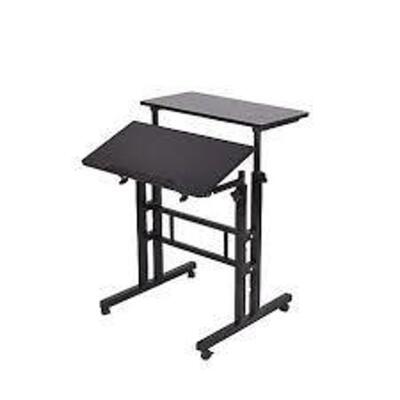 DESCRIPTION: 28 IN. RECTANGULAR BLACK STANDING DESK WITH ADJUSTABLE HEIGHT FEATURE BRAND/MODEL: MIND READER RETAIL$: $49.99 LOCATION: WAREHOUSE QTY: 1