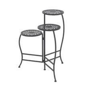 DESCRIPTION: MODERN 24 IN. X 20 IN. BLACK 3-TIER FOLDING PLANT STAND BRAND/MODEL: LITTON LANE RETAIL$: $55.70 LOCATION: WAREHOUSE QTY: 1