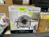 DESCRIPTION: 9 IN HIGH VELOCITY FLOOR FAN WALL MOUNT BLACK BRAND/MODEL: MAINSTAYS RETAIL$: $14.38 LOCATION: WAREHOUSE QTY: 1 - 2