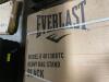 DESCRIPTION: EVERLAST DUAL-STATION HEAVY BAG STAND, BLACK STEEL BRAND/MODEL: EVERLAST RETAIL$: $138.89 LOCATION: WAREHOUSE QTY: 1 - 5