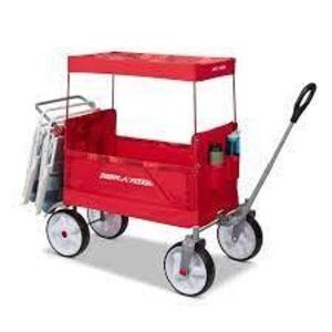 DESCRIPTION: BEACH & BOARDWALK EZ FOLD WAGON BRAND/MODEL: RADIO FLYER RETAIL$: $159.00 LOCATION: WAREHOUSE QTY: 1