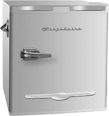 DESCRIPTION: 1.6 CU FT MOONBEAM RETRO FRIDGE W/ SIDE BOTTLE OPENER BRAND/MODEL: FRIGIDAIRE RETAIL$: $154.99 LOCATION: WAREHOUSE QTY: 1