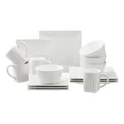 DESCRIPTION: 16-PIECE FARMHOUSE SQUARE DINNERWARE SET BRAND/MODEL: BETTER HOMES AND GARDENS RETAIL$: $49.96 LOCATION: WAREHOUSE QTY: 1