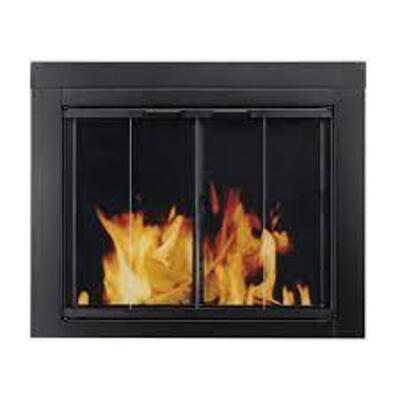 DESCRIPTION: ASCOT MEDIUM GLASS FIREPLACE DOORS BRAND/MODEL: PLEASANT HEARTH RETAIL$: $263.89 LOCATION: WAREHOUSE QTY: 1