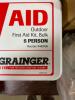 DESCRIPTION: (4) FIRST AID KIT, KIT, PLASTIC, INDUSTRIAL, 5 PEOPLE SERVED PER KIT BRAND/MODEL: GRAINGER RETAIL$: $22.44 EACH LOCATION: WAREHOUSE QTY: - 3