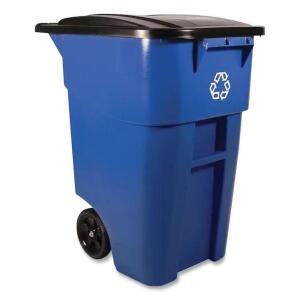 50-GALLON BLUE COMMERCIAL OUTDOOR RECYCLING BIN