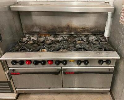 DESCRIPTION: VULCAN 10 BURNER HEAVY DUTY RANGE W/ DOUBLE OVEN BRAND / MODEL: VULCAN SIZE: 72" LOCATION: BAY7 QTY: X 1