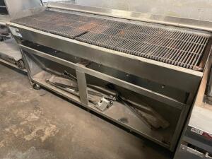 DESCRIPTION: 72" X 23" LAVA ROCK CHARBROILER - NATURAL GAS BRAND / MODEL: 7223-C ADDITIONAL INFORMATION:  STAINLESS STAND INCLUDED. SIZE: 72" LOCATION