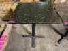 DESCRIPTION 25.5" X 25.5" GRANITE TABLE TOP WITH BASE. THIS LOT IS 25.5" X 25.5" LOCATION BAY 6 QUANTITY 1 - 2