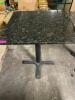 DESCRIPTION 25.5" X 25.5" GRANITE TABLE TOP WITH BASE. THIS LOT IS 25.5" X 25.5" LOCATION BAY 6 QUANTITY 1 - 3