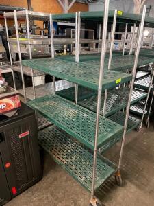 DESCRIPTION: 48" X 18" THREE TIER METAL RACK - ON CASTERS. SIZE: 48" X 18" X 72" LOCATION: BAY 7 QTY: 1