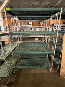 DESCRIPTION: (2) 48" X 18" FOUR TIER METAL RACK - ON CASTERS. SIZE: 48" X 18" X 72" LOCATION: BAY 7 THIS LOT IS: SOLD BY THE PIECE QTY: 2