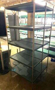 DESCRIPTION: 36" X 36" FIVE TIER METAL SHELF. SIZE: 36" X 36" X 80" QTY: 1