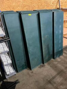 DESCRIPTION: (15) 60" X 18" METAL SHELVING INSERTS AND (4) 60" X 12" INSERTS. W/ (8) POLES. LOCATION: BAY 7 THIS LOT IS: ONE MONEY QTY: 1