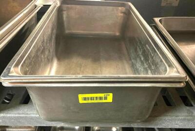 DESCRIPTION: (2) FULL SIZE STAINLESS INSERTS. ADDITIONAL INFORMATION 6" DEEP LOCATION: BAY 7 THIS LOT IS: SOLD BY THE PIECE QTY: 2