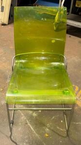 (9)- GREEN PLASTIC DINING CHAIRS