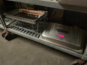 DESCRIPTION: (3) FULL SIZE WIRE CHAFFER STANDS AND (3) LIDS. LOCATION: BAY 7 THIS LOT IS: ONE MONEY QTY: 1