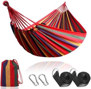 450 LBS. COTTON FABRIC HAMMOCK WITH TREE STRAPS