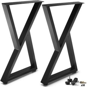 POWDER COATED BLACK METAL TABLE LEGS - Z SHAPE