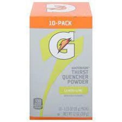 (2) GATORADE THIRST QUENCHER POWDER, 1.23OZ PACKETS, MAKES 20 OUNCES (10 PACK)- LEMON LIME