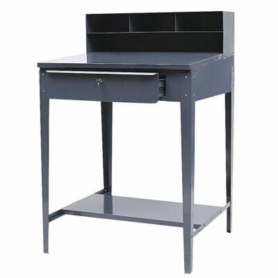 34-1/2 IN X 30 IN X 53 IN STEEL SHOP DESK, INDUSTRIAL GRAY