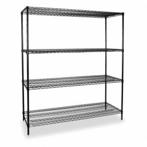 WIRE SHELVING UNIT: STARTER, 60 IN X 24 IN, 63 IN OVERALL HT, 4 SHELVES, WET/DRY