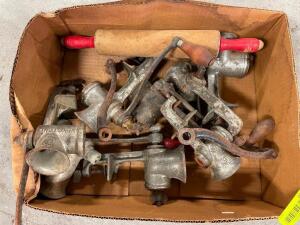 LARGE GROUP OF VINTAGE KITCHEN EQUIPMENT SOLD AS SET.