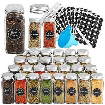 30 PCS GLASS SPICE JARS WITH 396 SPICE LABELS