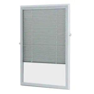 WHITE CORDLESS ADD ON ENCLOSED BLIND WITH 1/2 IN. WIDE ALUMINUM BLINDS FOR 20 IN. WIDTH X 36 IN. LENGTH DOOR WINDOW