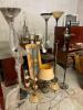 LARGE GROUP OF ASSORTED FLOOR LAMPS SOLD AS SET.