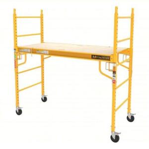 DESCRIPTION: (1) SCAFFOLD TOWER BRAND/MODEL: MATELTECH #20TN25 INFORMATION: YELLOW, STEEL, 1100 LB CAPACITY SIZE: 2.3' TO 6'. 74.8" X 29.8" RETAIL$: $