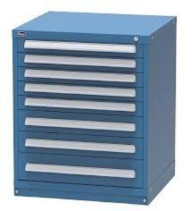 DESCRIPTION: (1) TOOL CABINETBRAND/MODEL: VIDMARINFORMATION: BLUE, LOCKING, NO KEYSIZE: 8 DRAWERS, 30"W X 27 3/4" X 37 1/4"RETAIL$: $1994.97 EAQTY: 1