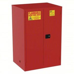 DESCRIPTION: (1) FLAMMABLES SAFETY CABINET BRAND/MODEL: JAMCO #8G845 INFORMATION: RED, STEEL, 120 GAL CAPACITY, SELF-CLOSING SIZE: 43" X 34" X 65" RET