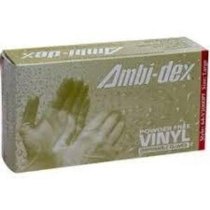 DESCRIPTION: (4) BOXES OF (100) POWDER FREE DISPOSABLE VINYL GLOVES BRAND/MODEL: AMBI-DEX #64-V3000PF SIZE: LARGE RETAIL$: $34.00 EA QTY: 4