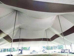 60X100 HI PEAK POLE TENT (BURGUNDY STRIPE AROUND TENT SLIGHTLY HIGHER THAN THE VALANCE) #423