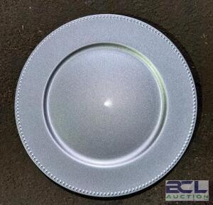 (50)- 13" PLASTIC SILVER CHARGERS