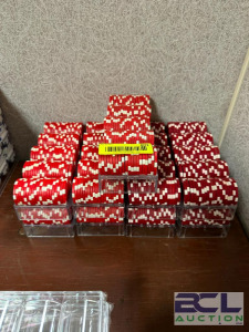 ASSORTED RED POKER CHIPS