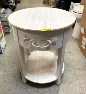 SANIBEL WHITE RUB 1-DRAWER ACCENT TABLE