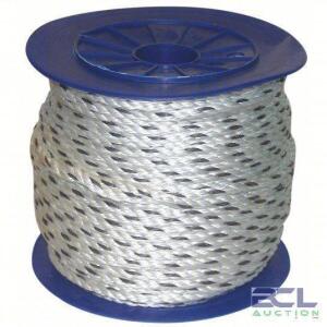DESCRIPTION: (2) SPOOL OF ROPE BRAND/MODEL: PRODUCT NUMBER #45AU86 INFORMATION: WHITE WITH BLACK TRACER SIZE: 3/8 IN ROPE DIA, 600 FT ROPE LG, 483 LB