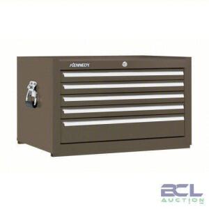 DESCRIPTION: (1) TOP CHEST, TOOL STORAGE CABINET BRAND/MODEL: KENNEDY #2805XB INFORMATION: 5 DRAWER, BROWN, FULLY EXTENDED BALL BEARING SIZE: 29 IN W